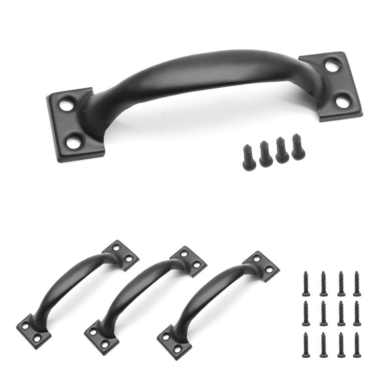 Jersvimc 4 Inch Matte Black Cabinet Handles - 4Pcs Metal Drawer Pulls for Rustic Dresser & Cupboard - Image 1