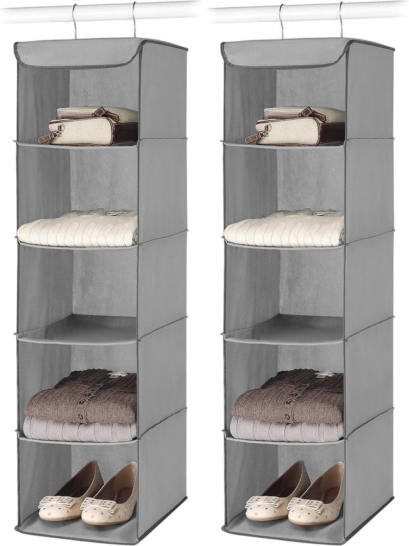 Whitmor Generic 6536-300-Grey 5 Section Closet Organizer - Hanging Shelves With Sturdy Metal Frame (Pack of 2) - Image 1