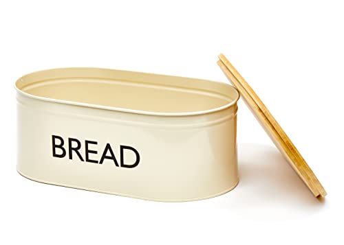 RoyalHouse Premium Metal Bread Box with Bamboo Lid, Stainless Steel Large Bread Bin Storage Container And Organizer for Kitchen Countertop, Vintage Style Kitchen Decor - Image 4