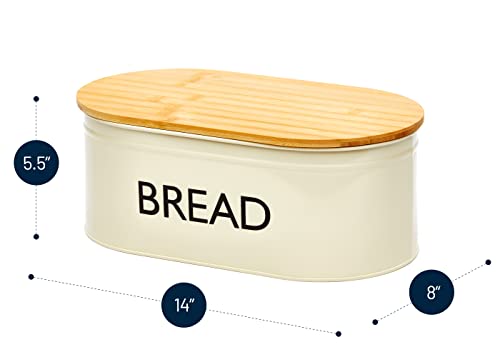 RoyalHouse Premium Metal Bread Box with Bamboo Lid, Stainless Steel Large Bread Bin Storage Container And Organizer for Kitchen Countertop, Vintage Style Kitchen Decor - Image 3