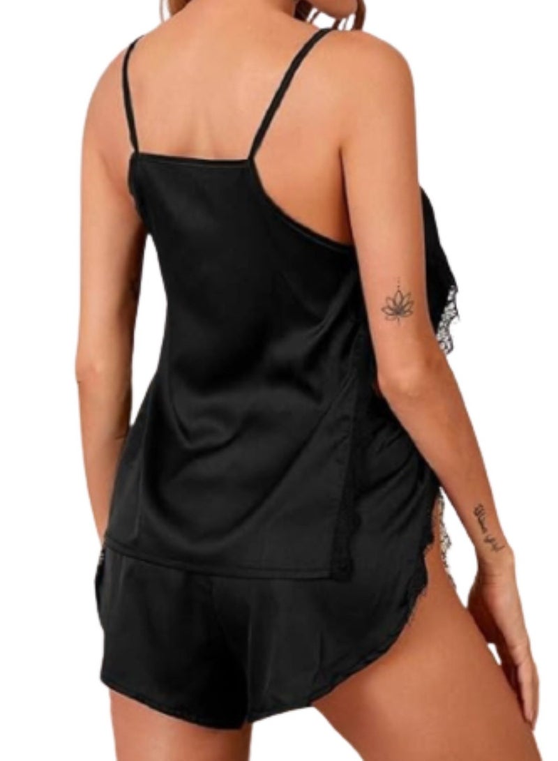Ward WARD lingerie set as a two pieces with lace edges and two side slits for women  - Image 2