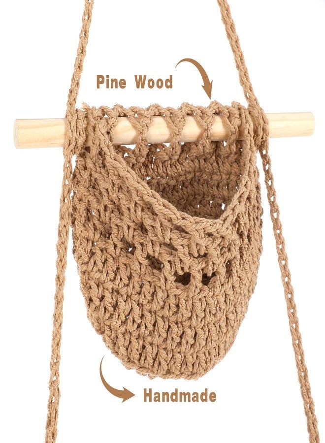 mekueeex 3 Tier Hanging Fruit Basket, Wall Hanging Vegetable Fruit Baskets Cotton Woven Storage Baskets for Organizing, BOHO Wall Basket Decor, Over the Door Organizer for Kitchen, Bedroom, Bathroom - Image 3