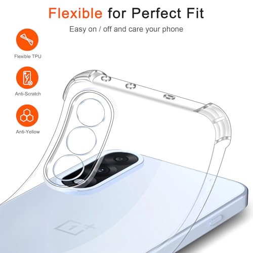 Lustree Silicone Case Perfect Fitting Hybrid Edge to Edge Bumper Side Protection Transparent Back Cover for OnePlus Nord 5 -Transparent - Image 5