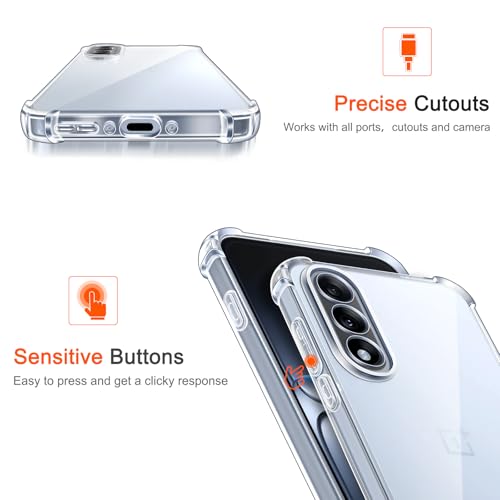 Lustree Silicone Case Perfect Fitting Hybrid Edge to Edge Bumper Side Protection Transparent Back Cover for OnePlus Nord 5 -Transparent - Image 4
