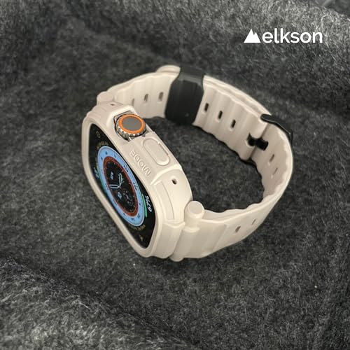 elkson Band Case for 49mm Apple Watch Ultra 3/2/1 with Screen Protector Tempered Glass, Quattro Pro Series Rugged for iWatch Strap, Military Grade Durable Protective Bumper Cover, Starlight - Image 5