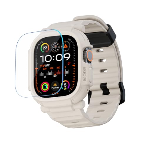 elkson Band Case for 49mm Apple Watch Ultra 3/2/1 with Screen Protector Tempered Glass, Quattro Pro Series Rugged for iWatch Strap, Military Grade Durable Protective Bumper Cover, Starlight - Image 1