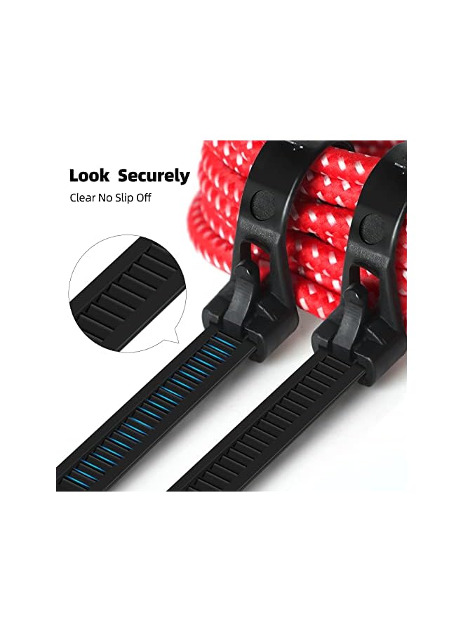PROMASS promass 100Pcs Heavy Duty Industrial 14Inch Zip Toes,Releasable Black Cable Ties, Nylon Adjustable Tie wrap,Reusable Zip Toes Tie Straps For Garden Plant Secure Vine, Home, Office Use  - Image 2