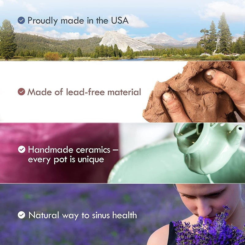 Baraka Handcrafted Ceramic Neti Pot - Sinus Tool Kit for Home - Nose & Nasal Cleaner - Dishwasher Safe - Durable Ceramic Neti Pot - Food Grade Ceramic Glazes - Lightweight - Made in USA - 10oz (Pearl) - Image 4