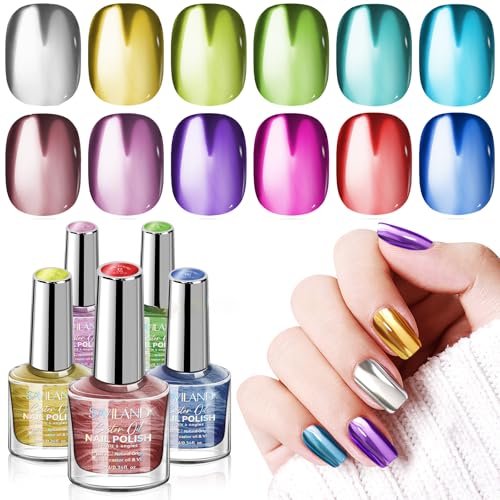 SAVILAND Metallic Nail Polish with Base and Top Coat Chrome Nail Polish Set 122 Colors Mirror Glitter Holographic Silver Pink QuickDry Nail Polish for Fingernail French Manicure Art DIY Gift - Image 1