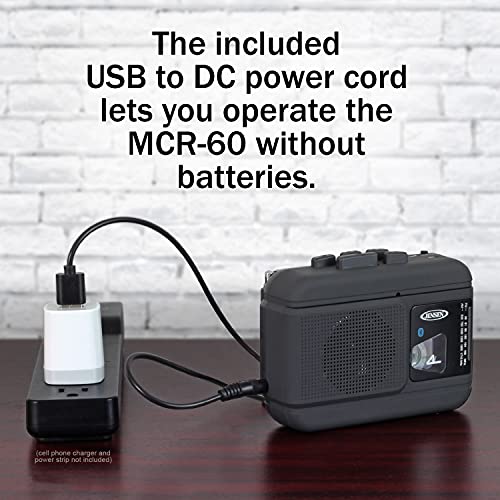JENSEN MCR-60 MCR-60 Portable Personal Cassette Player/Recorder with AM/FM Radio, Bluetooth, and Earbuds - Image 5