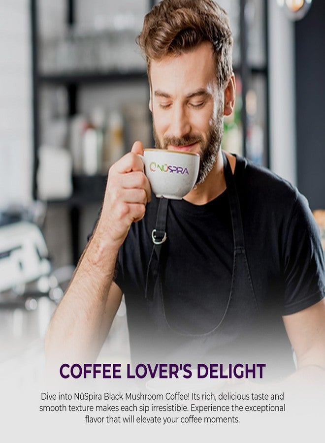NuSpira NüSpira - Black Mushroom Coffee - 6 Adaptogen Mushrooms for Brain Clarity, Gut Health & Immune Support - Lower-Caffeine Alternative - 30 Servings - Image 4