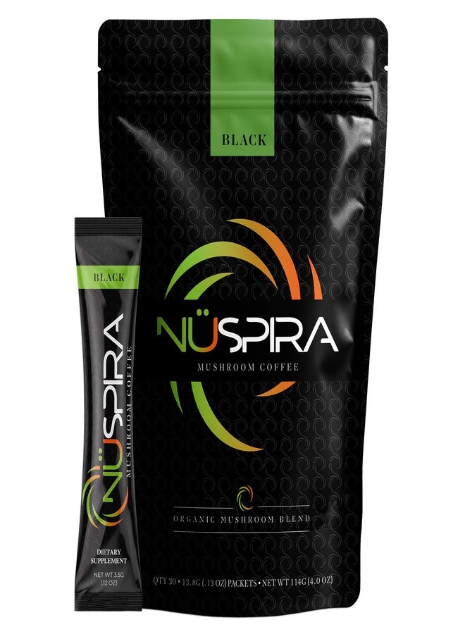 NuSpira NüSpira - Black Mushroom Coffee - 6 Adaptogen Mushrooms for Brain Clarity, Gut Health & Immune Support - Lower-Caffeine Alternative - 30 Servings - Image 1