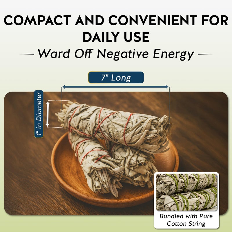 Alternative Imagination California White Sage Smudge Sticks - 3-Pack of 7-Inch Bundles for Home Cleansing,Energy Clearing, Meditation, Witchcraft, Spiritual Gifts,Altar & Smudging-Packaged in The USA - Image 3
