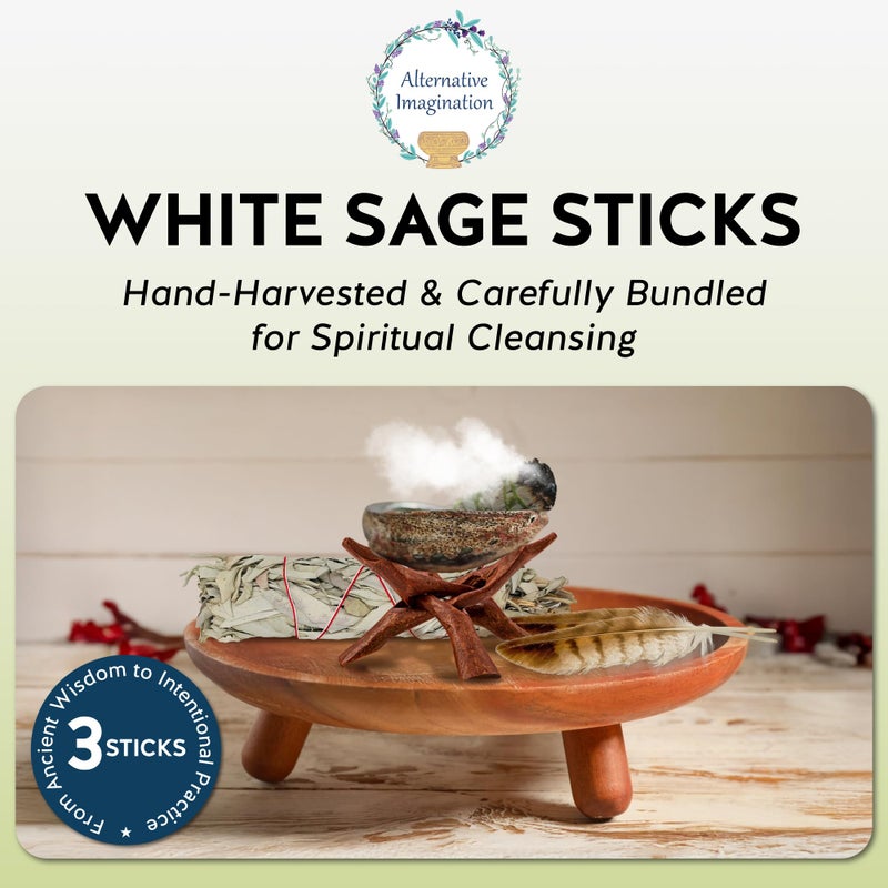 Alternative Imagination California White Sage Smudge Sticks - 3-Pack of 7-Inch Bundles for Home Cleansing,Energy Clearing, Meditation, Witchcraft, Spiritual Gifts,Altar & Smudging-Packaged in The USA - Image 2