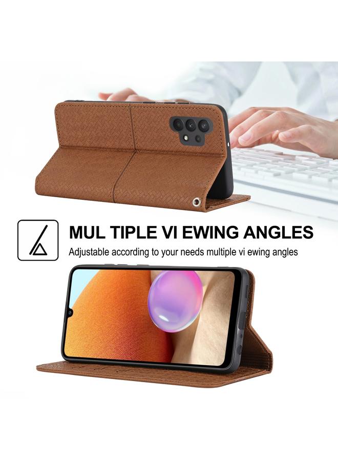 اس-توب جراب لهاتف Samsung Galaxy A32 5G مصنوع من جلد البولي يوريثان مع خياطة منسوجة مغناطيسية أفقية مع حامل وفتحات للبطاقات ومحفظة وحبل - Image 5