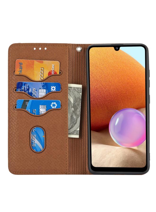 اس-توب جراب لهاتف Samsung Galaxy A32 5G مصنوع من جلد البولي يوريثان مع خياطة منسوجة مغناطيسية أفقية مع حامل وفتحات للبطاقات ومحفظة وحبل - Image 4