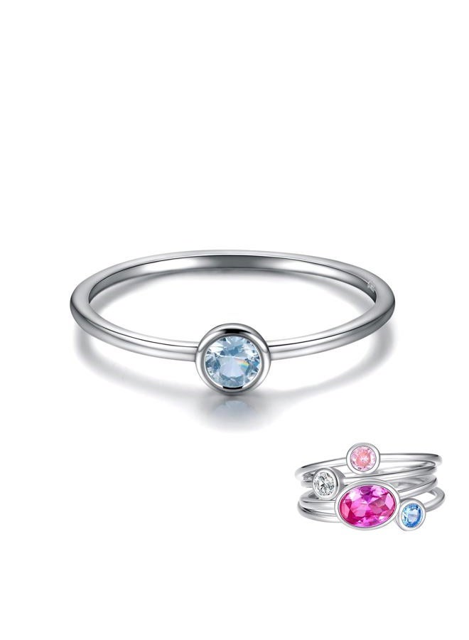 Sariel Simple Birthstone Rings for Women Girls Jewelry 925 Sterling Silver Colorful Cubic Zirconia Stackable Promise Ring Gift for Her, S925, Cubic Zirconia - Image 1