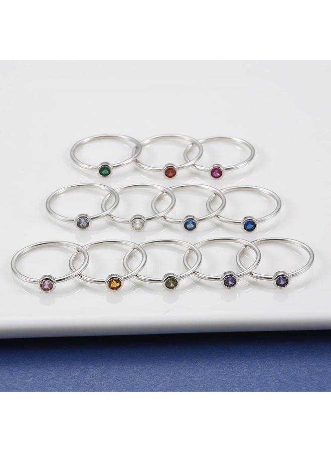 Sariel Simple Birthstone Rings for Women Girls Jewelry 925 Sterling Silver Colorful Cubic Zirconia Stackable Promise Ring Gift for Her, S925, Cubic Zirconia - Image 2