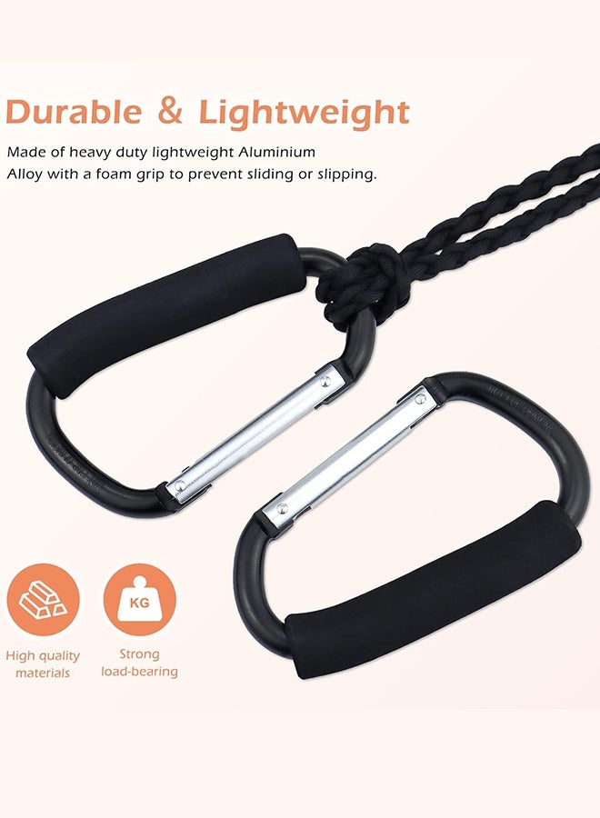 2 Pack Stroller Hooks Stroller Clips,Stroller Hook for Hanging Diaper Bags and Shopping,Universal Stroller Accessories for Mommy,Large Carabiner Clip Heavy Duty(Black) - Image 4