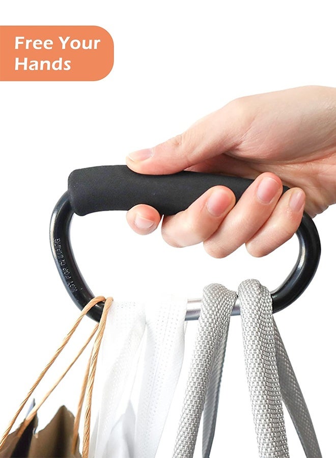 2 Pack Stroller Hooks Stroller Clips,Stroller Hook for Hanging Diaper Bags and Shopping,Universal Stroller Accessories for Mommy,Large Carabiner Clip Heavy Duty(Black) - Image 5