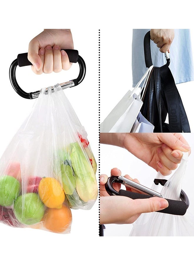 2 Pack Stroller Hooks Stroller Clips,Stroller Hook for Hanging Diaper Bags and Shopping,Universal Stroller Accessories for Mommy,Large Carabiner Clip Heavy Duty(Black) - Image 2