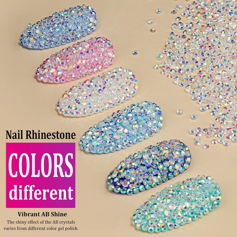 BELLEBOOST Tiny Nail Rhinestones 5000PCs 1.7mm Mini Pixie AB Glass Crystals for Nail Art Manicure Iridescent Long Lasting Shine Small Rhinestone Micro Dust Glitter Caviar Bead Sugar Gem - Image 4