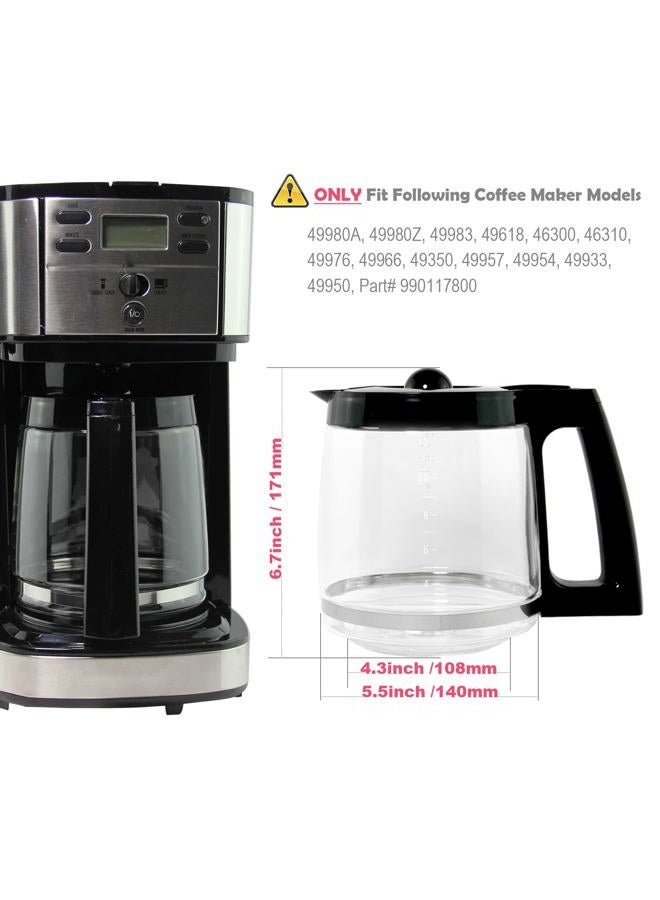 Cestlaive 12-Cup Glass Carafe Pot Replacement, Compatible with Hamilton Coffee Maker Models 46310, 49976, 49966, 49350, 49957, 49954, 49933, 49980A, 49980Z, 49983, 49618, 46300, Part# 990117800 - Image 4