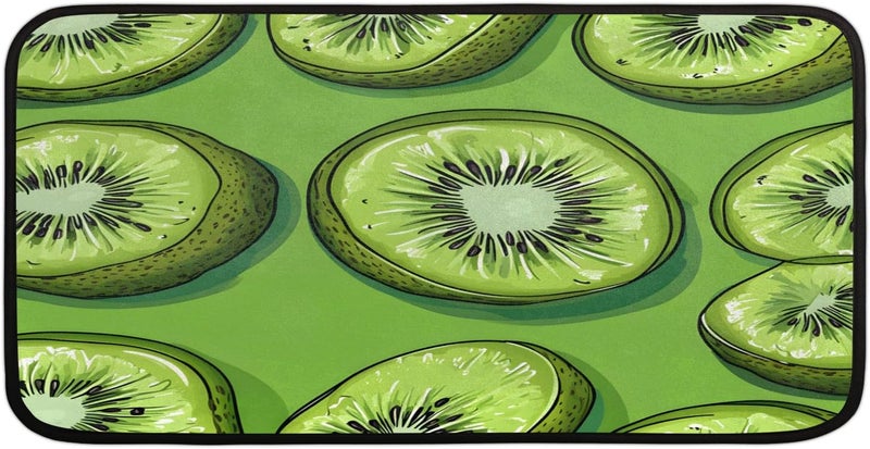 Kiwi Fruit Kitchen Rug, Non Slip Low-Profile Kitchen Floor Mat, Cute Kiwi Absorbent Washable Runner Rug, Home Decor Farmhouse Kitchen Mat, 20 x 39 Inch - Image 3