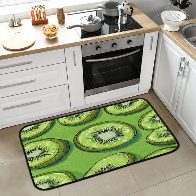 Kiwi Fruit Kitchen Rug, Non Slip Low-Profile Kitchen Floor Mat, Cute Kiwi Absorbent Washable Runner Rug, Home Decor Farmhouse Kitchen Mat, 20 x 39 Inch - Image 1