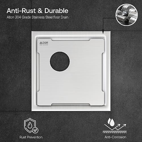ALTON ALD1005, SS-304 Grade, 5x5 INCH Cut, Bathroom Grating Square Floor Drain Jali, Matte - Image 5
