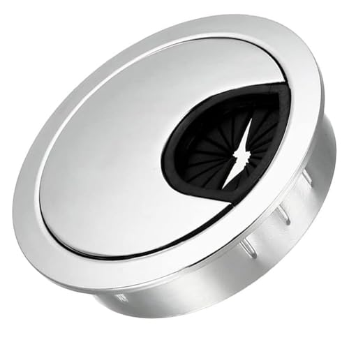 The AutoStory Aluminum Alloy Desk Grommet – Round Metal Cable Wire Hole Cover with Flip Dust-Proof Lid for Office Desk, Computer Table, TV Cabinet & Furniture – Cord Organizer (60mm Round, Silver) - Image 1