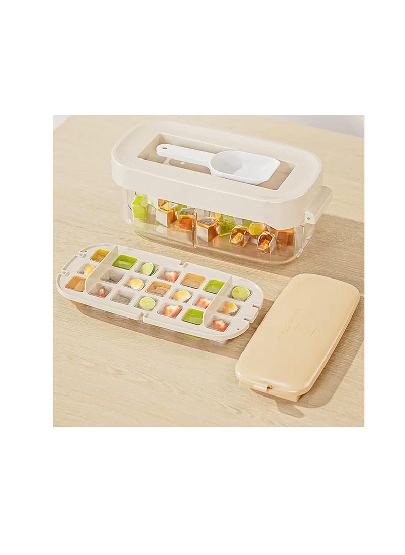ECVV - Ice Cube Tray with Lid and Bin Ice Box Freezer Tray Ice Molds Box 42 Ice Cubes - Ice Cube Bin Scoop Trays | Container and Scoop | Perfect for Drinks & Cocktail - Image 1