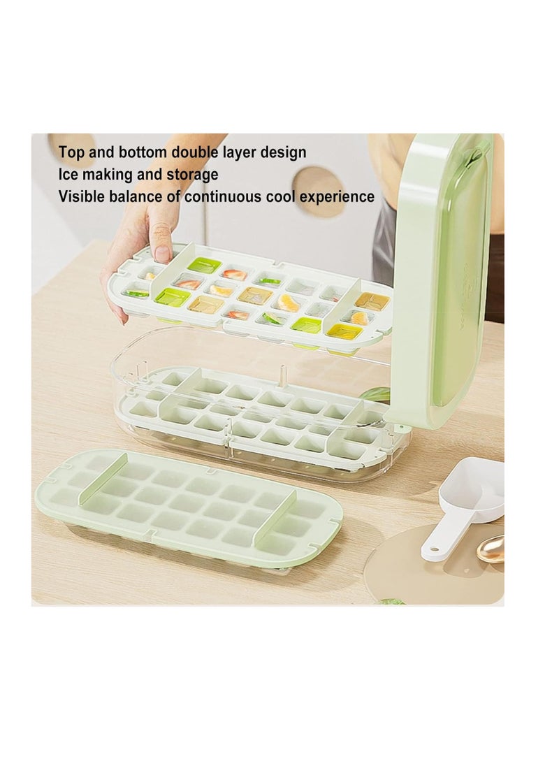 ECVV - Ice Cube Tray with Lid and Bin Ice Box Freezer Tray Ice Molds Box 42 Ice Cubes - Ice Cube Bin Scoop Trays | Container and Scoop | Perfect for Drinks & Cocktail - Image 1