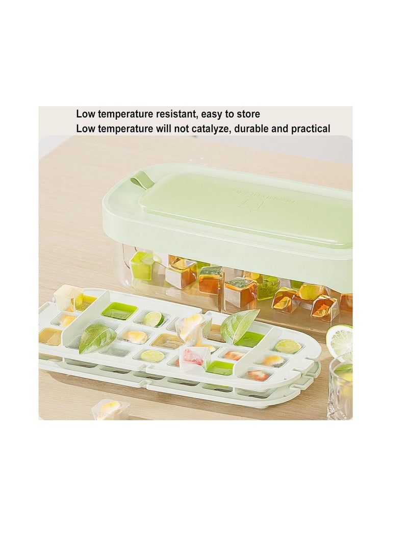 ECVV - Ice Cube Tray with Lid and Bin Ice Box Freezer Tray Ice Molds Box 42 Ice Cubes - Ice Cube Bin Scoop Trays | Container and Scoop | Perfect for Drinks & Cocktail - Image 1
