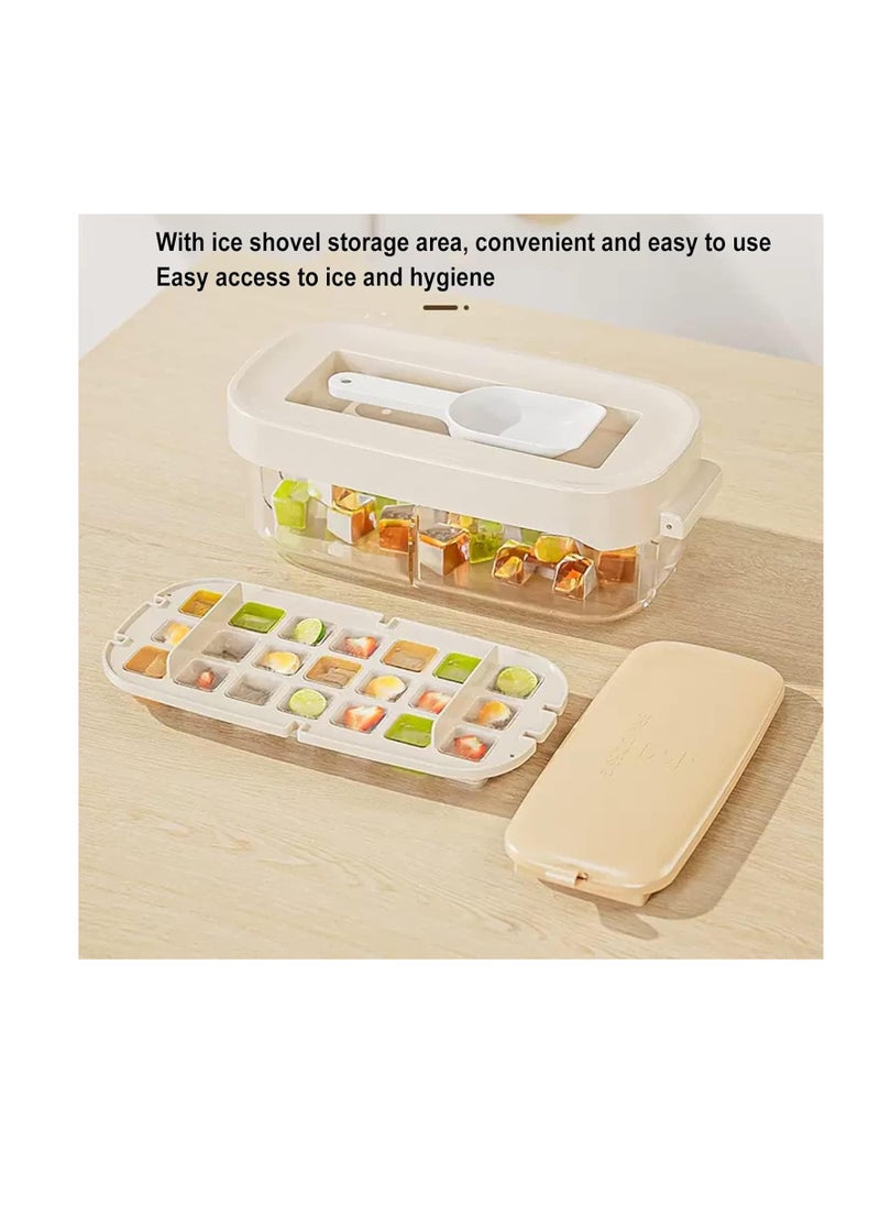 ECVV - Ice Cube Tray with Lid and Bin Ice Box Freezer Tray Ice Molds Box 42 Ice Cubes - Ice Cube Bin Scoop Trays | Container and Scoop | Perfect for Drinks & Cocktail - Image 1