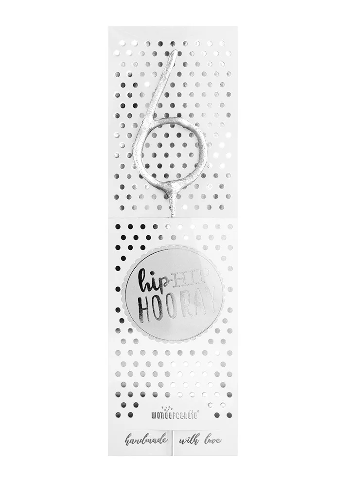 Wondercandle Silver Sparkler Candle - Number 6