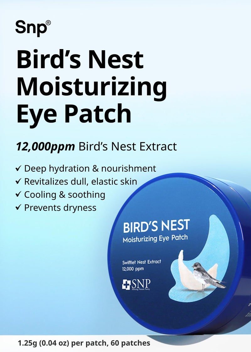 Snp 12,000ppm Bird's Nest + Hyaluronic Acid Eye Patch | Hydrating and Cooling for All Skin Types | Maximum Hydration Eye Patches | Korean Skincare Eye Mask | 60 Patches - Image 2