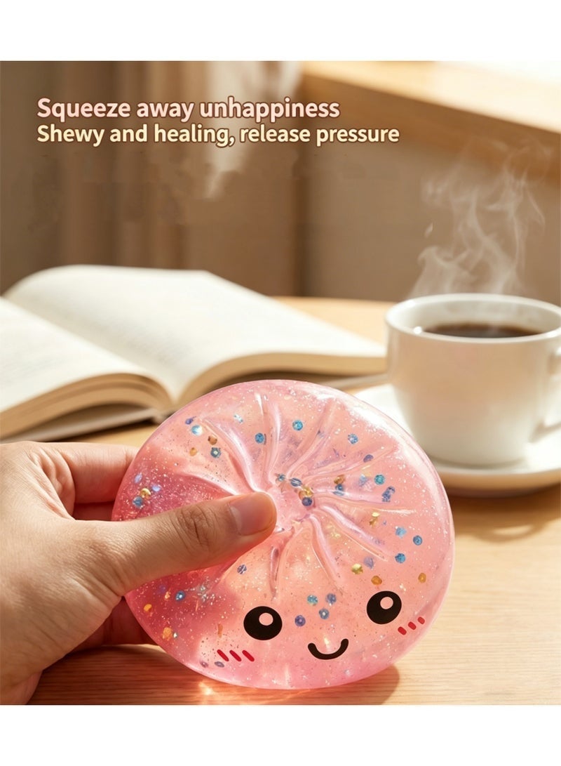 جيو لعبة الزلابية اللامعة الإسفنجية، ألعاب الزلابية الإسفنجية، صندوق الزلابية اللامع الغامض، كرات الزلابية الملونة لتخفيف التوتر، لعبة إسفنجية عملاقة مع صندوق بخار، عجينة ضغط ناعمة لتخفيف التوتر (وردي لامع) - Image 4