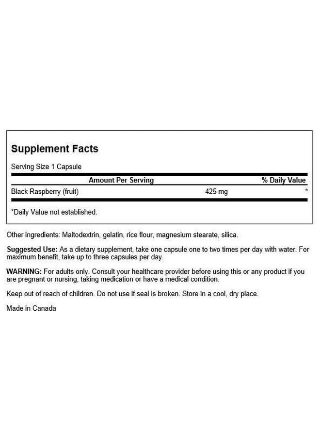 Swanson Black Raspberry - Herbal Supplement Promoting Overall Wellness Support - Natural Source of Flavonoids & Vitamin C - (60 Capsules, 425mg Each) - Image 2