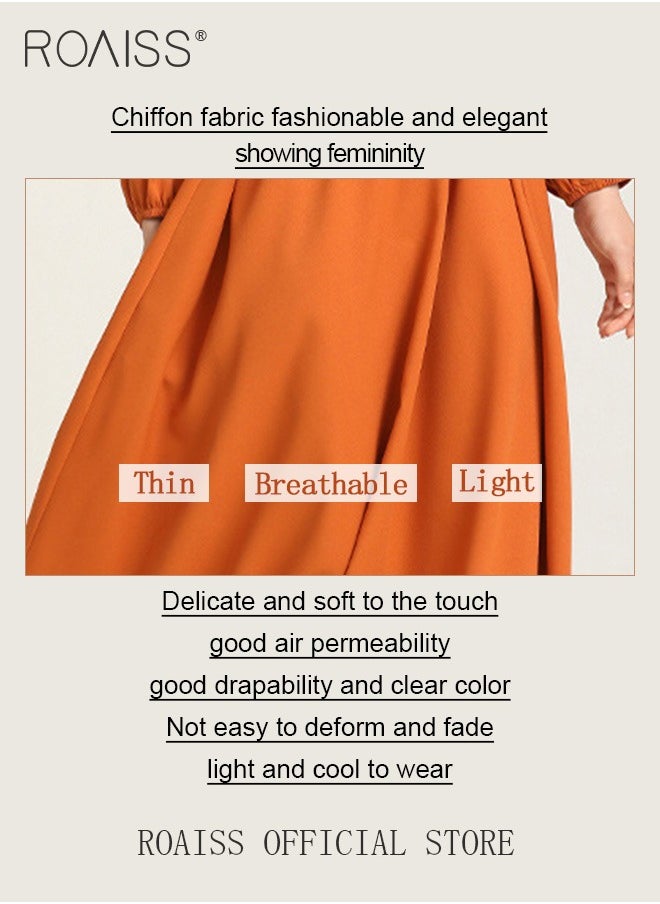 Women's Dress V-Neck  A-Line Waist-Slimming Thin Three-Dimensional Applique Long-Sleeved  Embroidered  Mid-Rise Dress for Ladies Elegant Temperament Casual Outfit