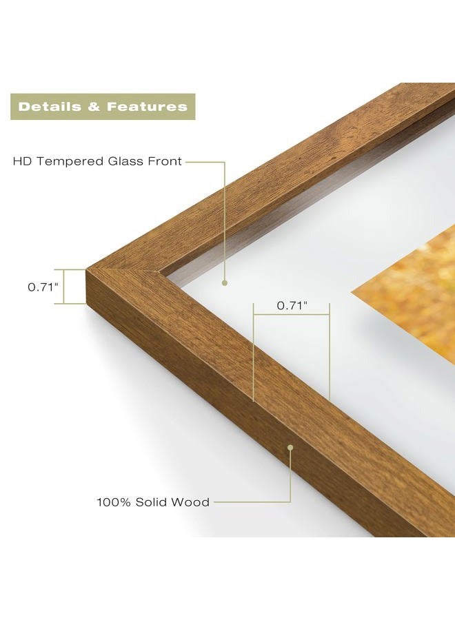 Frametory 11x14 Floating Picture Frame - Brown Solid Wood Pressed Flower Frame - Real Glass of Front - Use as 8x10 Picture Frame or 5x7 Picture Frame - for Wall Mount Display (Brown, 1 Pack) - Image 3