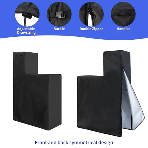 Chuanke Water Softener Cover Outdoor Water Softener Brine Tank Cover with Waterproof Zipper for Outside Units All Weather Protection(64" H x 40" W x 16" D, Black) - Image 3