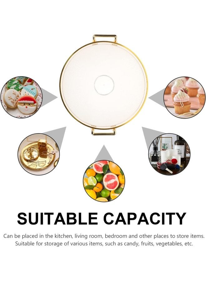 Oasisgalore Round Serving Tray with Golden Handles - Decorative Plastic Tray for Home Decor (Amber) - Image 3