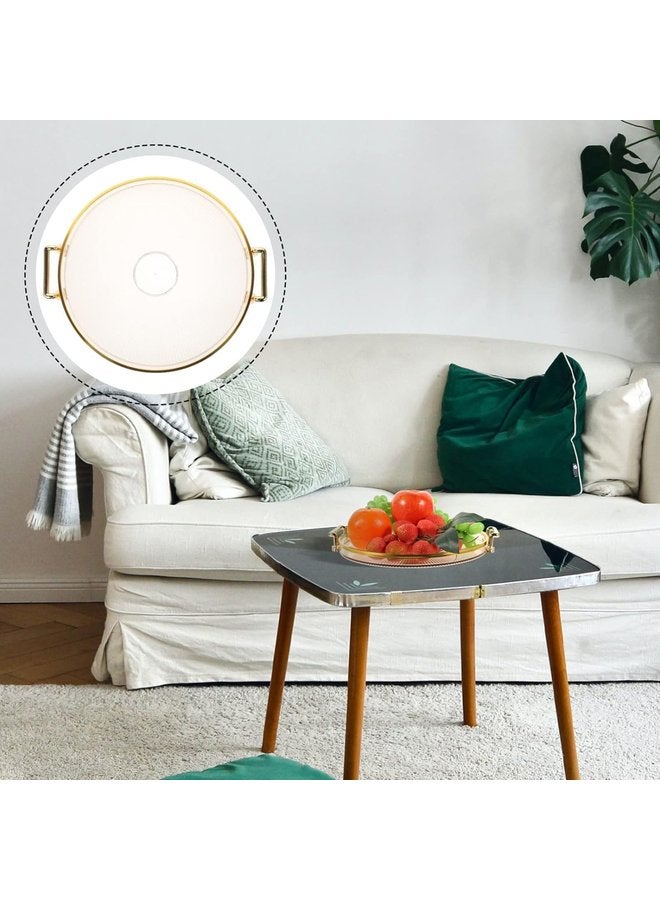 Oasisgalore Round Serving Tray with Golden Handles - Decorative Plastic Tray for Home Decor (Amber) - Image 4