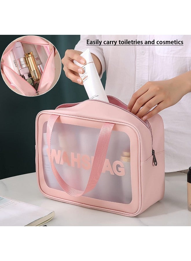 Sadvidhya Faux Leather Water-Resistance Toiletries Cosmetics Makeup Storage Organizer Bag for Girls and Women (Pink) - Image 2