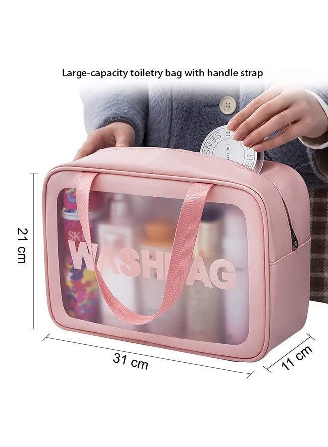 Sadvidhya Faux Leather Water-Resistance Toiletries Cosmetics Makeup Storage Organizer Bag for Girls and Women (Pink) - Image 4
