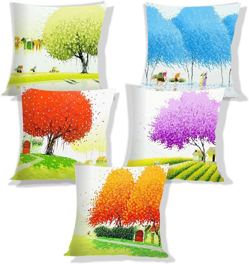 IM FAB IMFAB Digital Printed Canvas Cotton Cushion Covers 16X16 inches (Set of 5 pcs) - Image 1