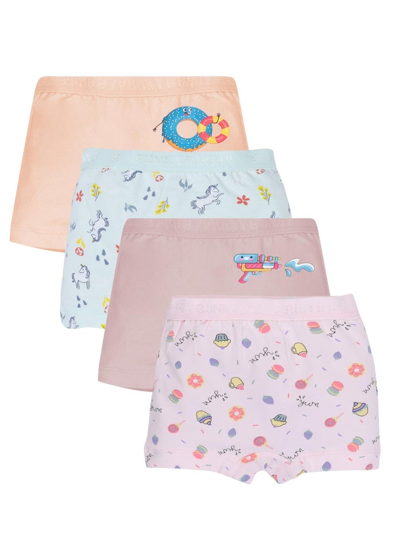 Funny Bunny Pack of 4 Cotton Hot Short Panties Underwear for Girls - Image 1