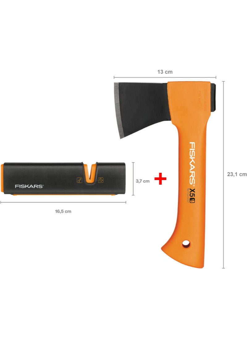 Fiskars - Chopping Axe Xxs-X5 + Axe and Knife Sharpener - Image 1