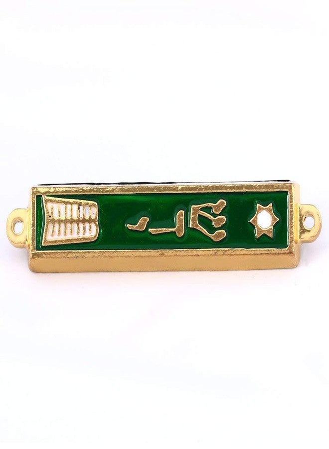 Holy Land Market Gold Plated 10 Commandments Mezuzah with Scroll Inside (Cavity in Back is About 3 Inches) (Green, Ten Commandments) - Image 1